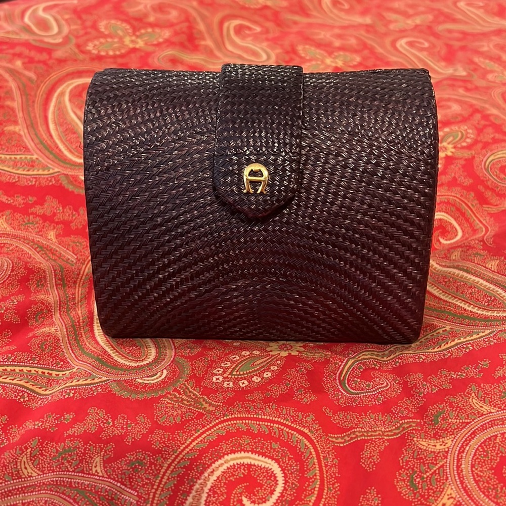 Vintage Aigner Straw Convertible Clutch/Shoulder Bag EUC
